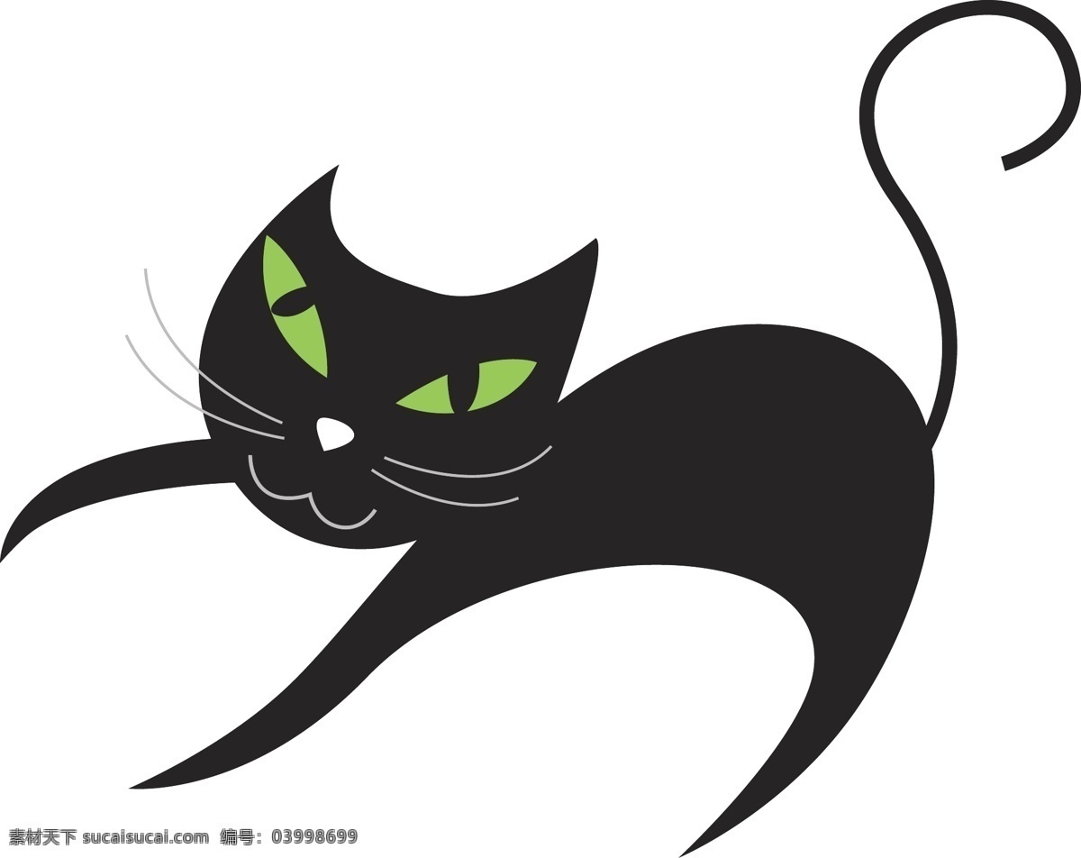 矢量 黑猫 卡通 动物 商用 元素 猫咪 万圣节 ai设计 手绘设计