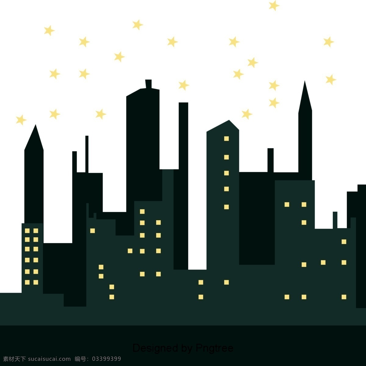 美丽 卡通 可爱 平展 手绘 城市 建筑 环保 漂亮 平手 绘 夜 星星 高
