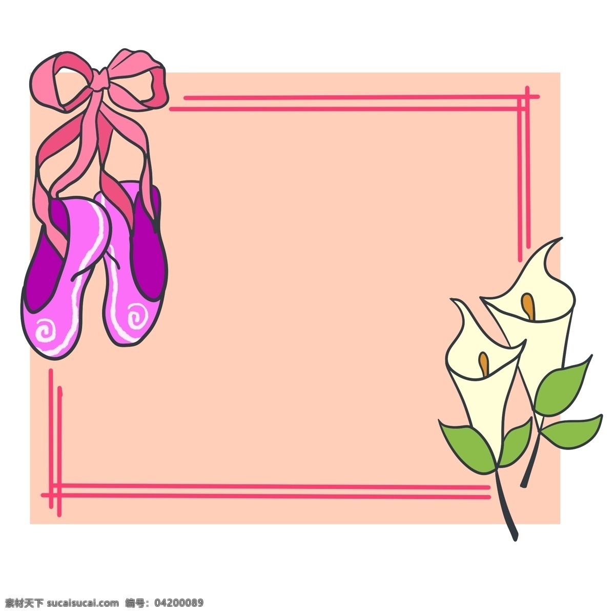 紫色 舞鞋 边框 装饰 紫色的舞鞋 舞鞋装饰边框 肉粉色边框 花朵 花卉 植物 花枝边框 卡通边框装饰