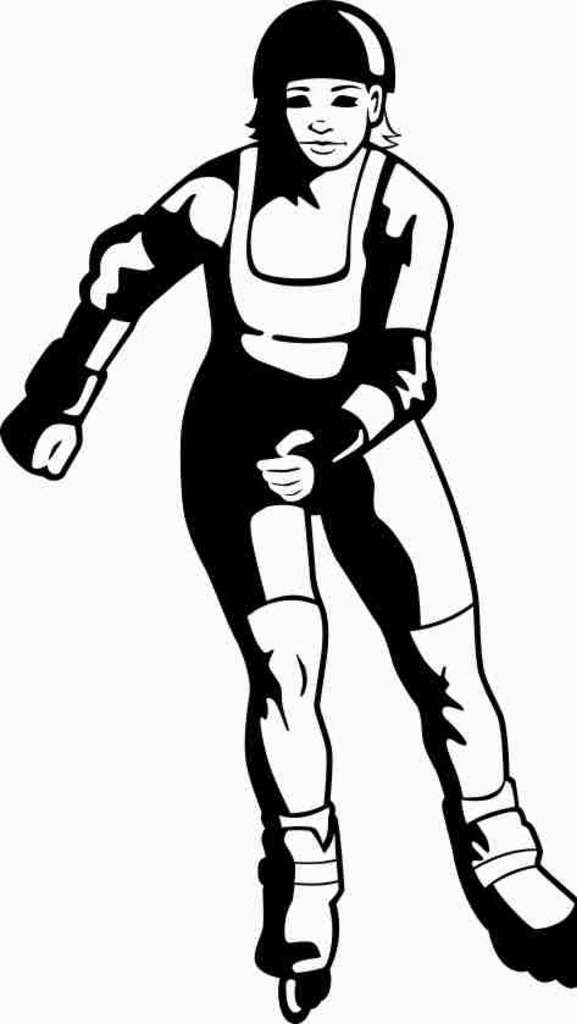 插画 矢量图 手绘 线条图 图像 卡通 人物 漫画 动漫动画 动漫人物 素描 水彩画 黑白 雕刻 滑冰的女人