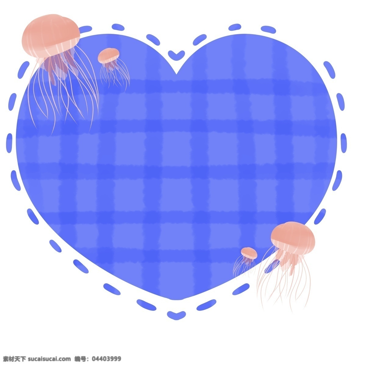 水母 装饰 蓝色 边框 水母装饰 蓝色的边框 爱心格子边框 小动物边框 海洋边框 卡通边框 文本框