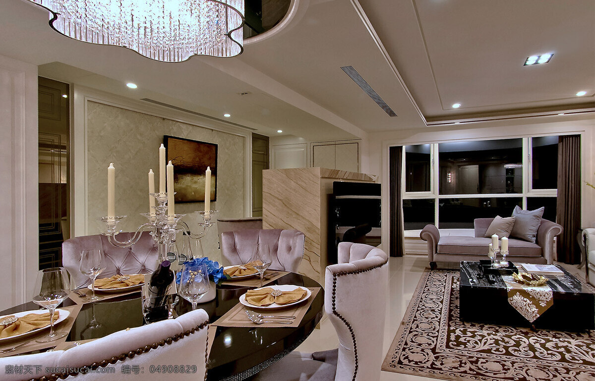 吊灯 欧式 客厅 地毯 沙发 效果图 软装效果图 室内设计 展示效果 房间设计家装 家具