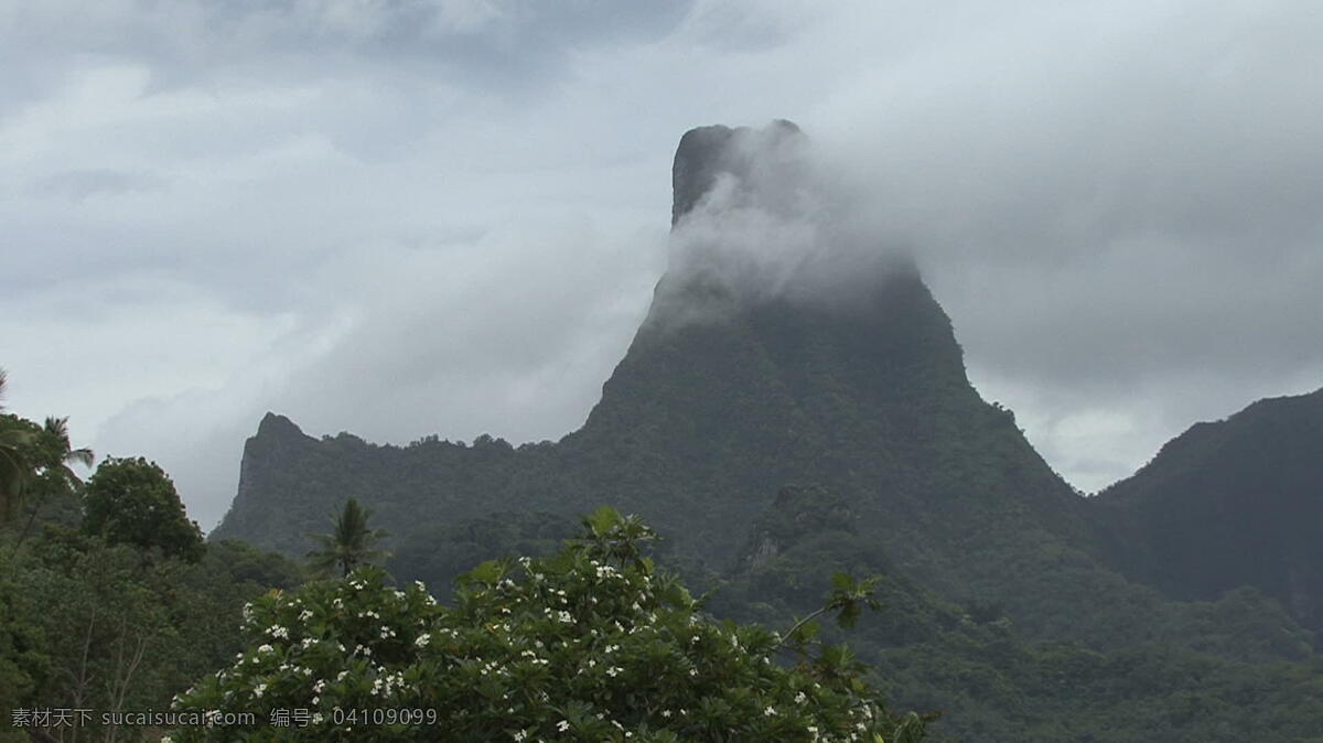 茉莉 束 状 云 间隔 股票 录像 岛 顶 峰 热带 山 茉莉亚岛 法属波利尼西亚 纤细的 延时 视频 其他视频