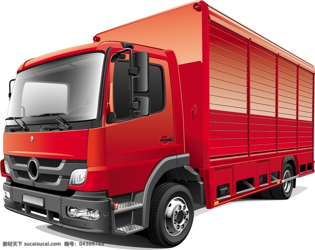 红色箱式货车 红色 箱式 货车 运输 汽车 交通工具 现代科技 矢量素材 白色