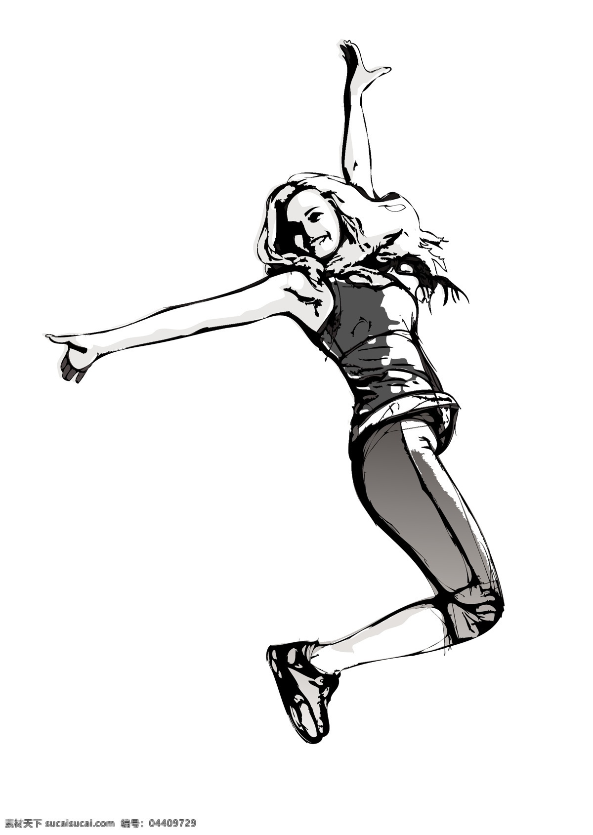 跳跃的女孩 跳跃 手绘人物 运动 健身 活动 人物插画 其他人物 矢量人物 矢量素材 白色