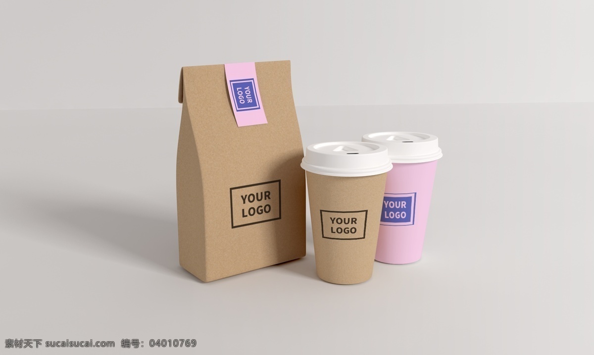 原创 模型 外卖 样机 打包 袋子 餐饮 面包店 咖啡杯 智能图层 mockup 杯子 咖啡 包装样机
