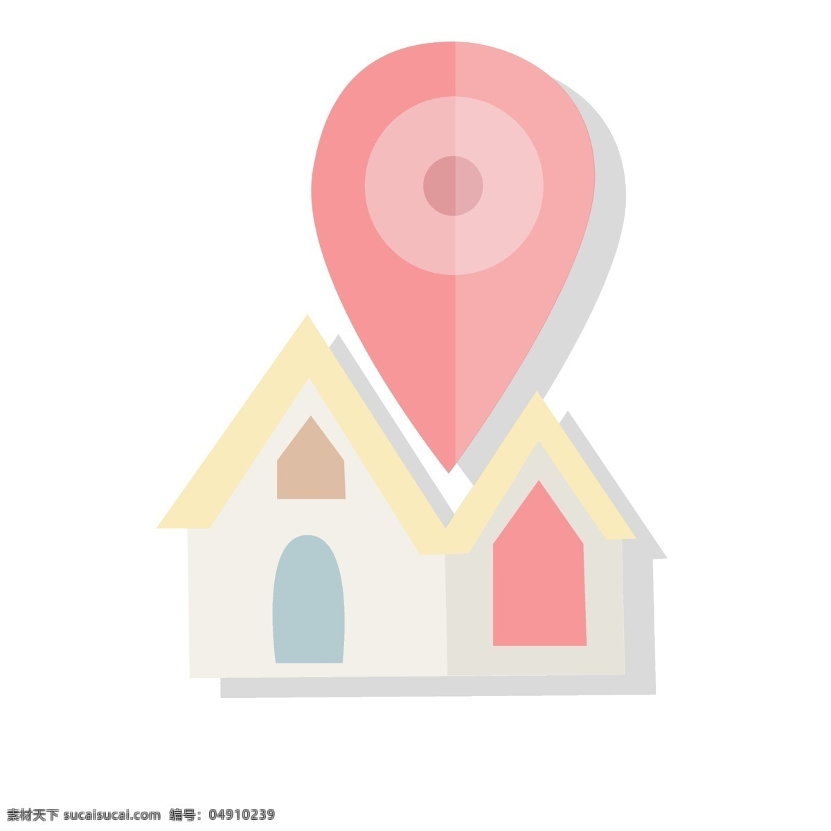 清新 扁平 风格 简历 地址 小 图标 可爱 个性 房子 住房 住址 家庭 地理位置 位置 地图 折纸