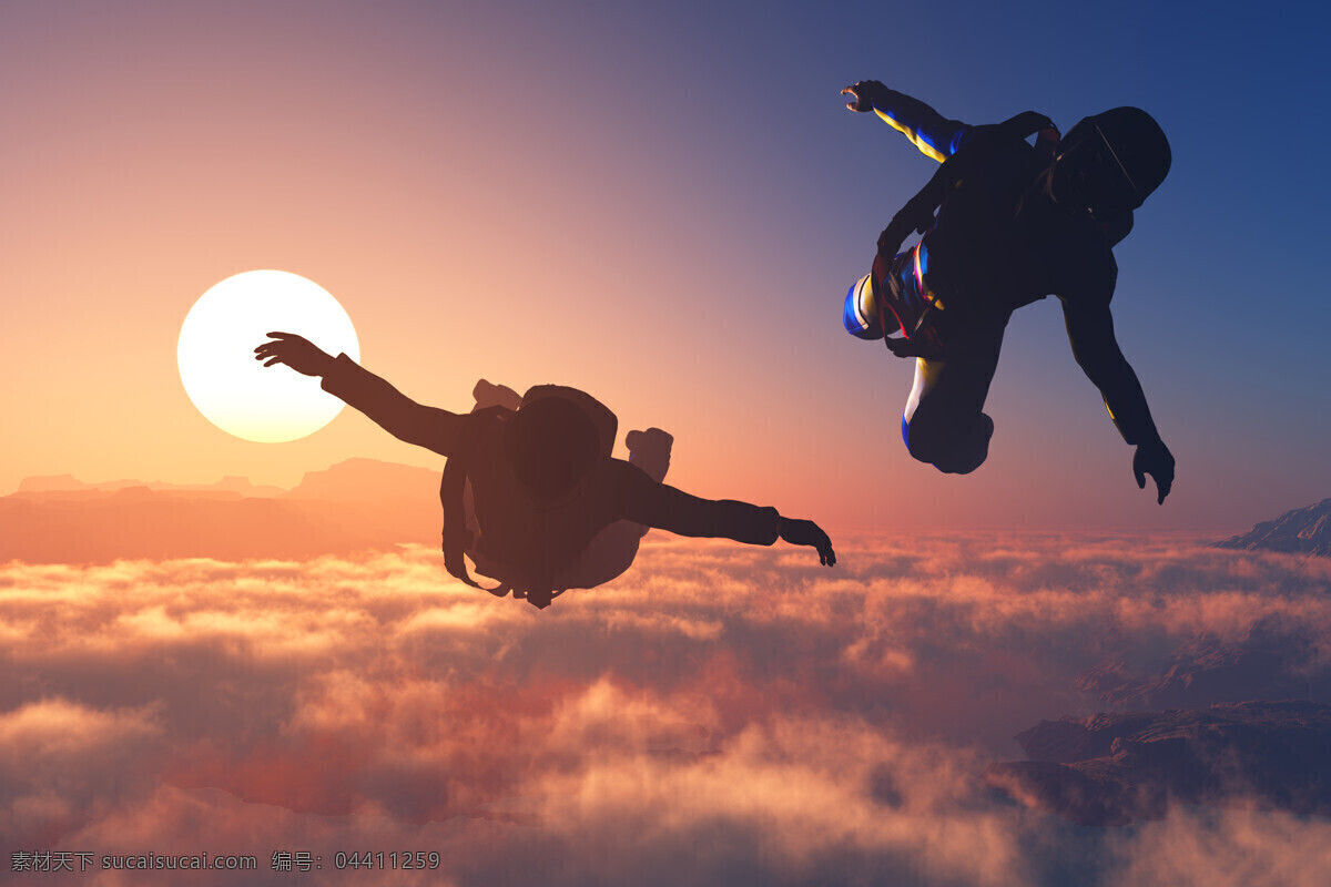 花样跳伞 花式跳伞 唯美 炫酷 运动 体能运动 竞技 高空跳伞 极限运动 天空 云海 人物图库 职业人物