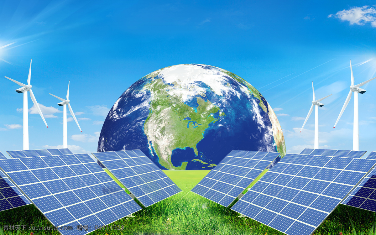 风车 太阳能 环保 背景 海报 能源 绿色 海报背景 概念 表达 创意 合成 天空 夕阳 场景 发电 利国 利民 蓝天 现代科技 科学研究