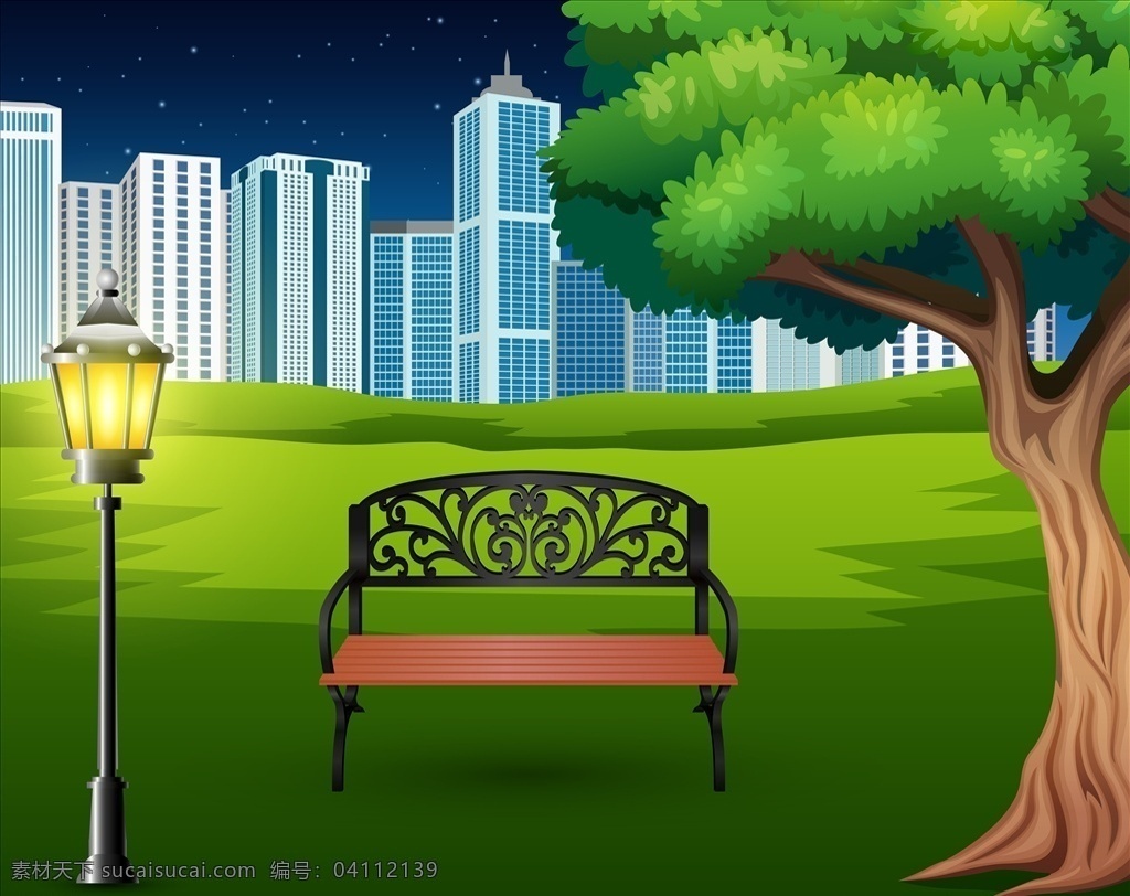 公园座椅 长凳 花园 绿色 草 春 晚上 sett 植物 女贞路 女贞 公园里的座椅 动漫动画