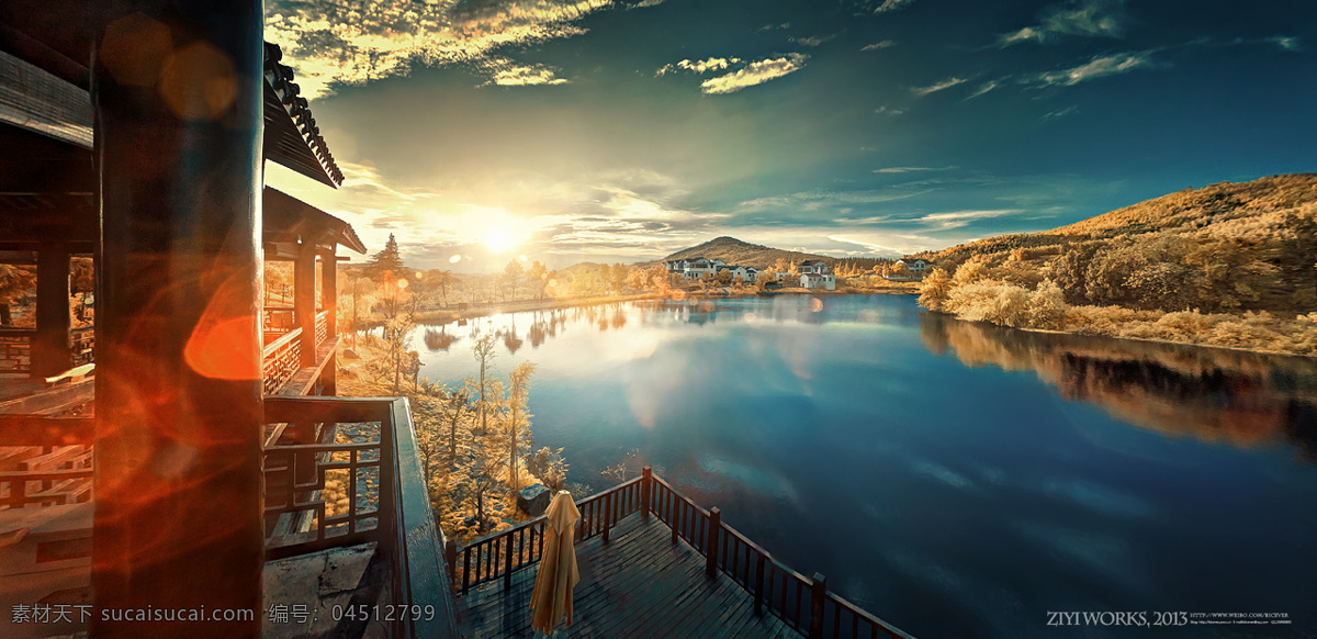 落日免费下载 湖边 黄昏 天空 风景 生活 旅游餐饮