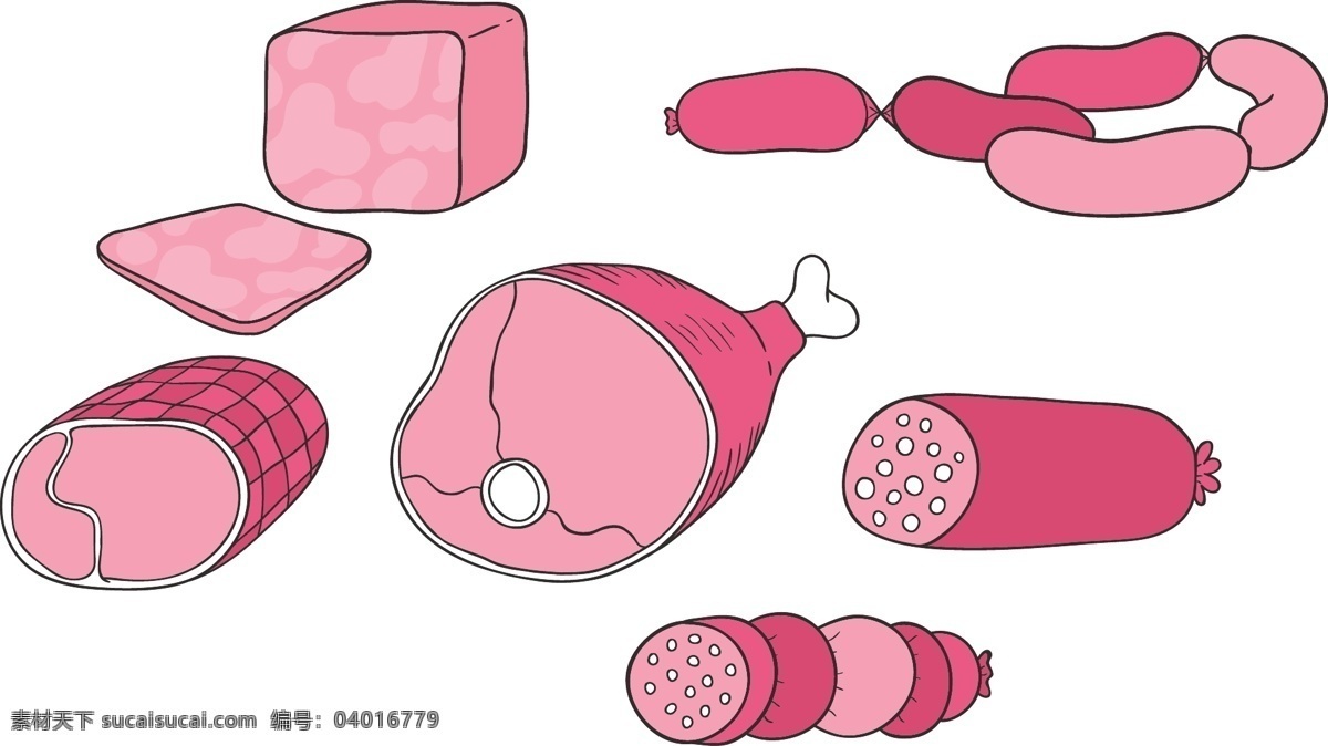 肉类 创意 设计图 粉色 红色 食品 矢量图 其他矢量图