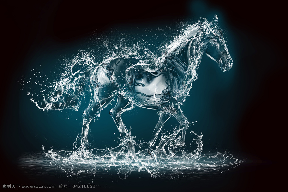 奔腾的马 创意水元素 创意 水 元素 液体 马 马年 马匹 奔腾 奔跑 水花 水的艺术