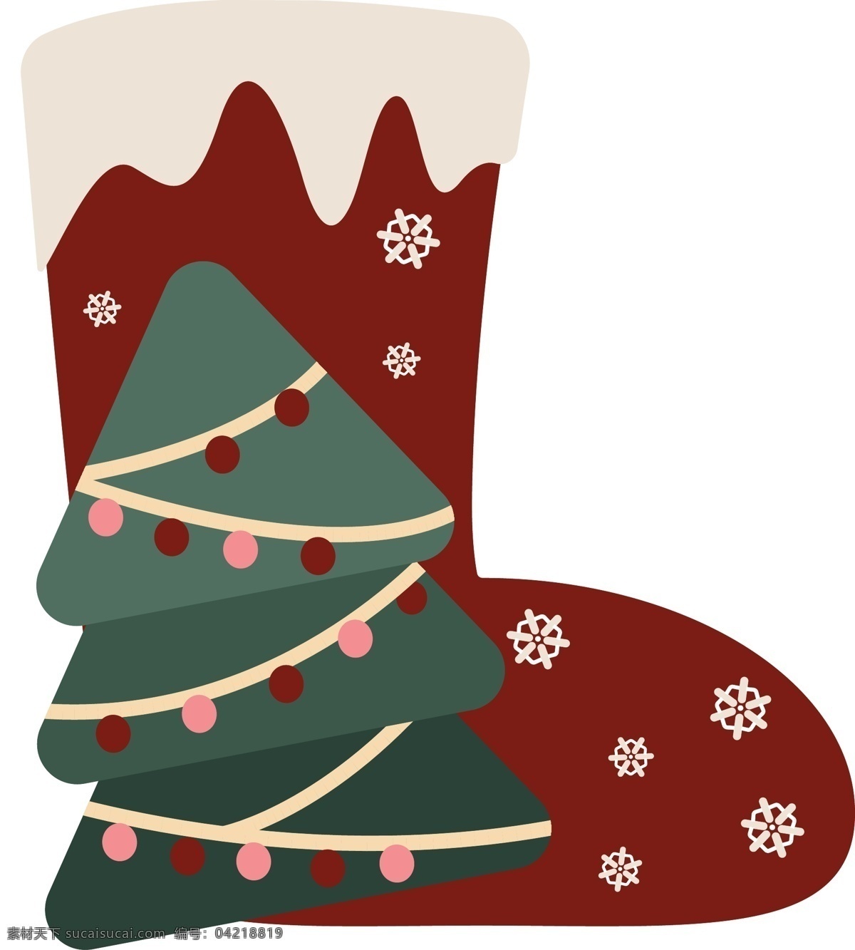 圣诞 袜 圣诞树 矢量 元素 圣诞袜子 红色 雪花 可爱