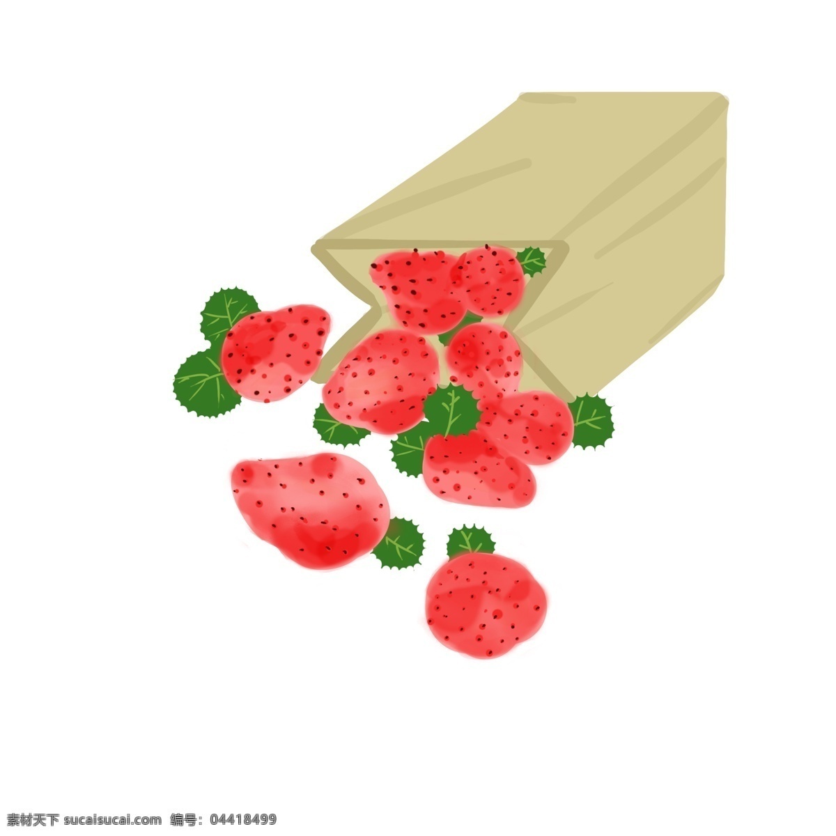 手绘 红色 草莓 插画 红色的草莓 新鲜的草莓 进口的草莓 卡通插画 手绘草莓插画 有机的草莓