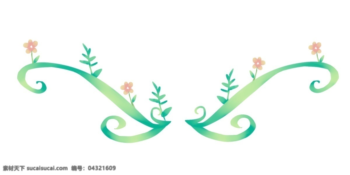 植物 小花 分割线 插画 植物分割线 小花分割线 花卉 插图 分割线插图 绿叶