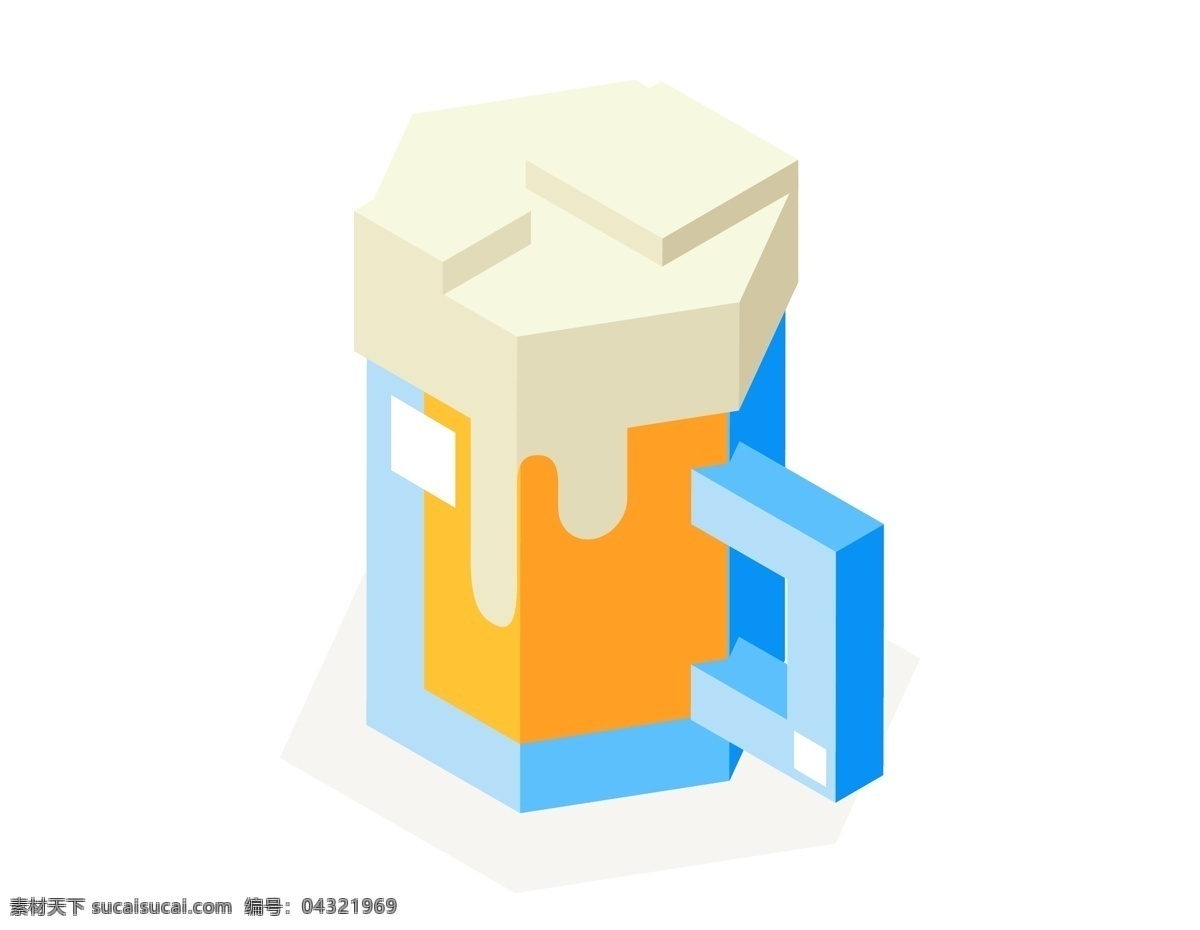 卡通 立体 啤酒杯 元素 酒杯 啤酒 泡沫 手绘 透明 ai元素 矢量元素