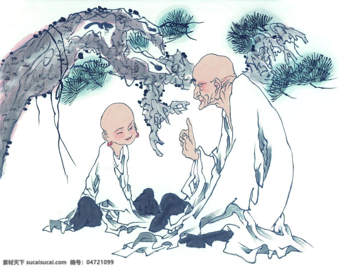 和尚 讲经 树下 装饰素材 室内装饰用图