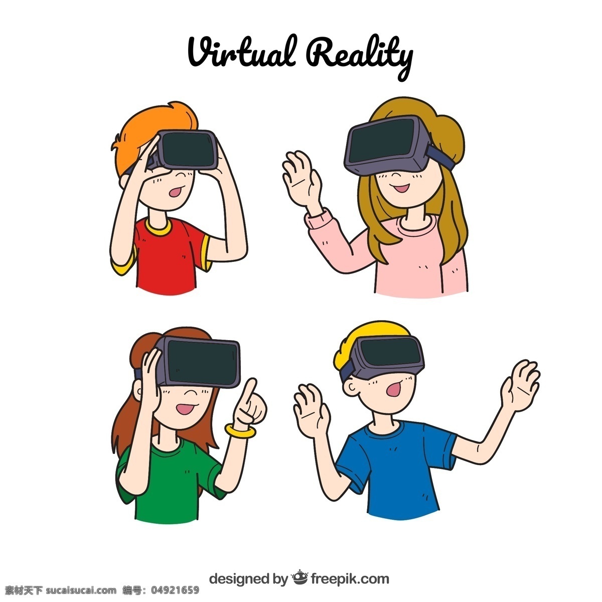 款 彩绘 戴 vr 头 显 人物 半身像 女子 男子 vr眼镜 虚拟 现实 游戏 vr头显 动漫动画 动漫人物