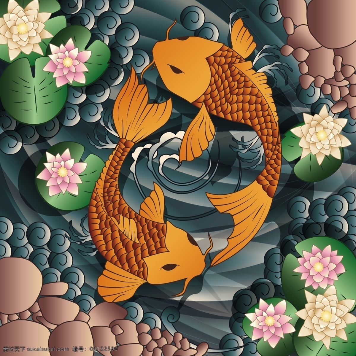 中国 风 手绘 金色 锦鲤 可爱 卡通 卡哇伊 矢量素材 动物 小动物 创意设计 简约 创意 元素 生物元素 动物元素