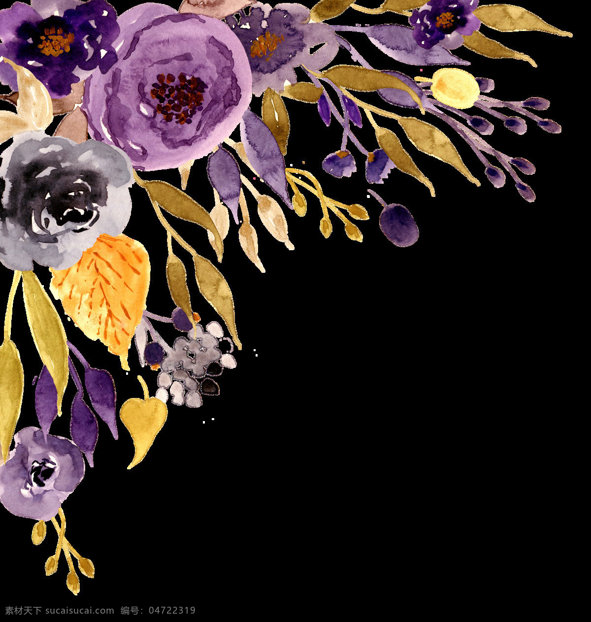 紫色 灰色 鲜花 卡通 透明 美丽 高贵
