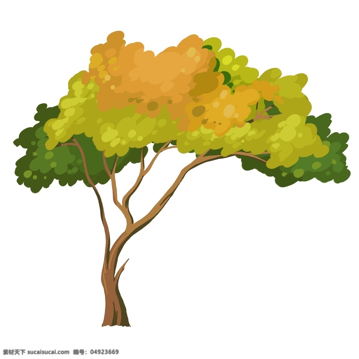 泛黄 的卡 通 大树 插画 黄色的树叶 卡通植物插画 植物 黄色树叶 泛黄的叶子 植物插画 创意植物插画