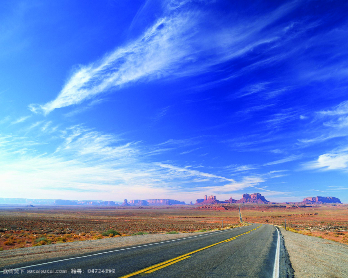 沙漠公路 蓝天 沙漠 公路 自然景观 自然风景 摄影图库