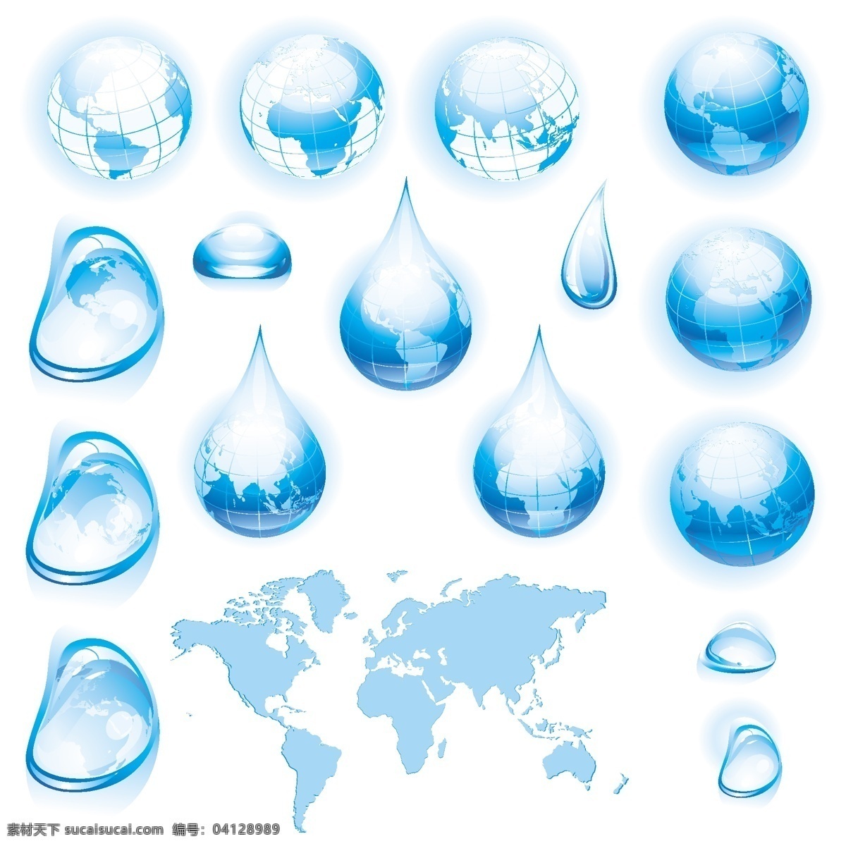 水滴 地球 矢量 变化 巴赫 世界地图 轮廓 矢量图 其他矢量图