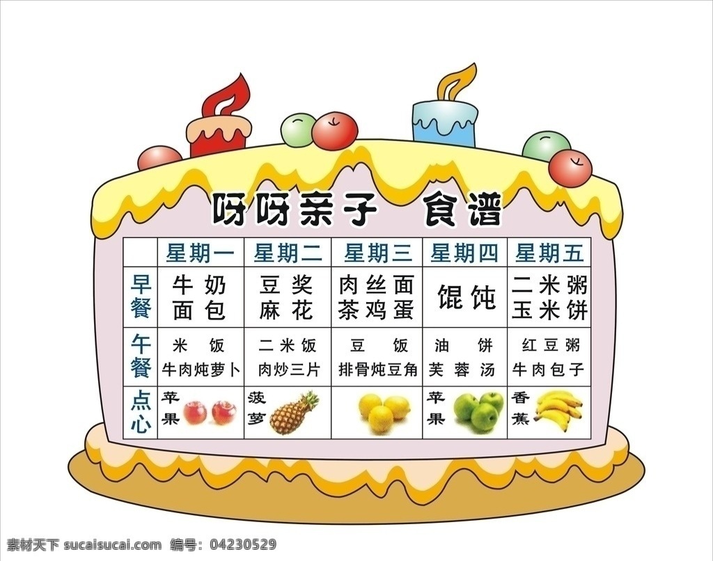 蛋糕 幼儿园食谱 菜谱 食谱 幼儿园菜单 生日蛋糕 幼儿园 矢量