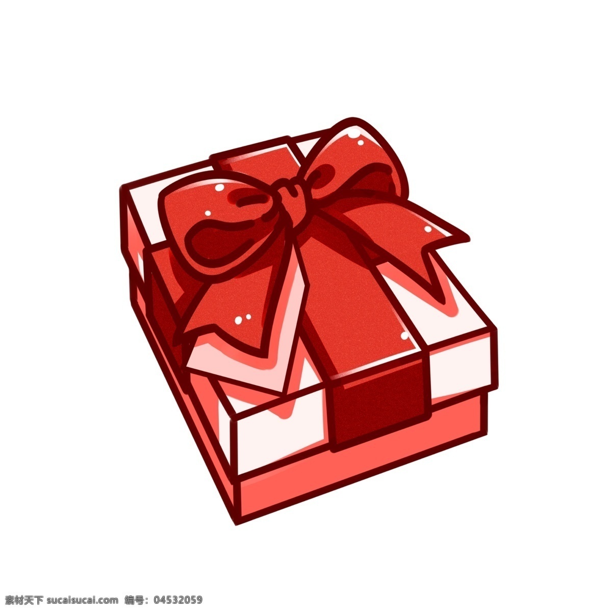 手绘 情人节 礼盒 插画 红色的蝴蝶结 红色的丝带 卡通插画 情人节礼品 红色的礼盒