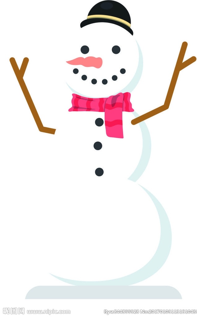 雪人 冬天 扫帚 爱心 纽扣 围巾 微笑 红色的帽子 下雪 其他节日 节日素材