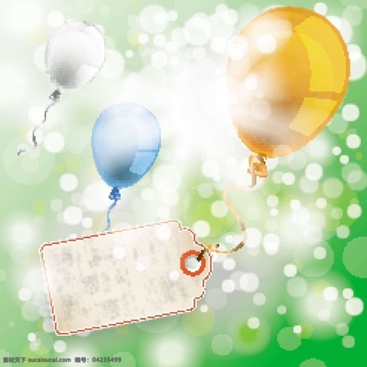 梦幻 气球 节日 海报 背景 矢量 绿色 光点 漂浮 卡通 彩色 创意 活动 促销 标签 打折 大促 双11