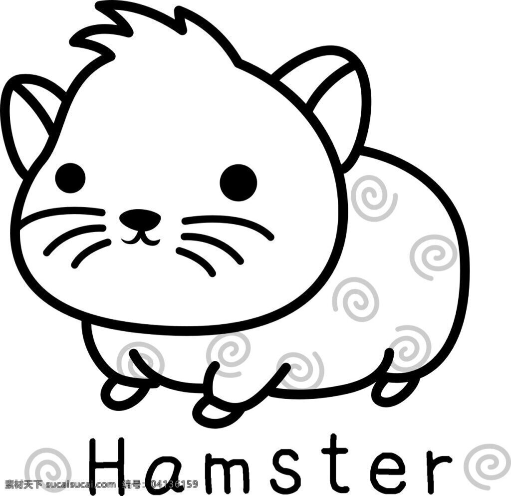 小仓 鼠 卡通 手绘 卡通动物 可爱动物 趣味圆圈 手绘小仓鼠