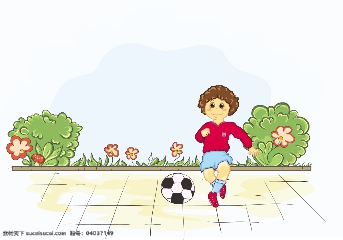 孩子 玩 足球 孩子在玩足球 矢量图 日常生活