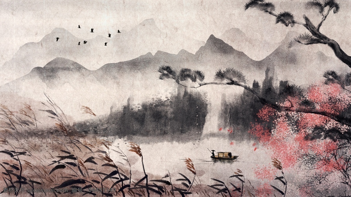 唯美 古风 古典 中国 水彩画 水墨画 插画 壁纸 中国水彩画 手机配图
