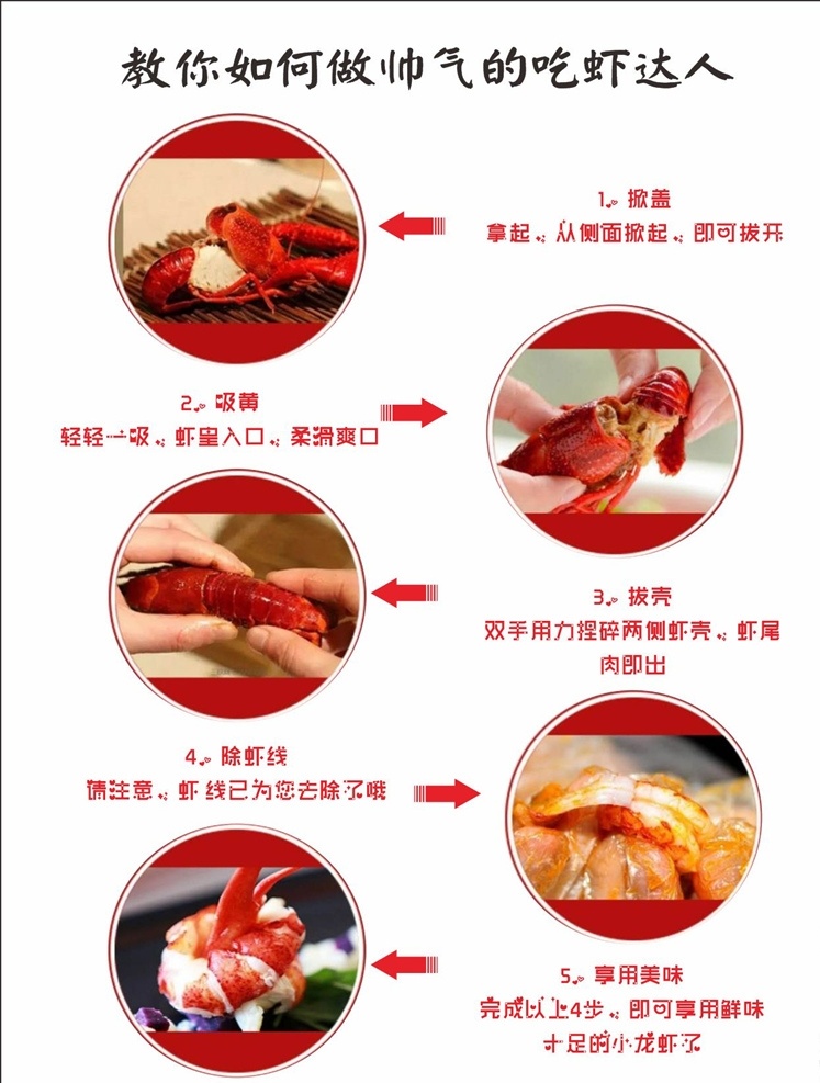 教 如何 吃 虾 步骤 海报 模板 教你吃虾 吃虾步骤 如何吃虾 吃虾 吃虾方法 龙虾步骤 龙虾吃法