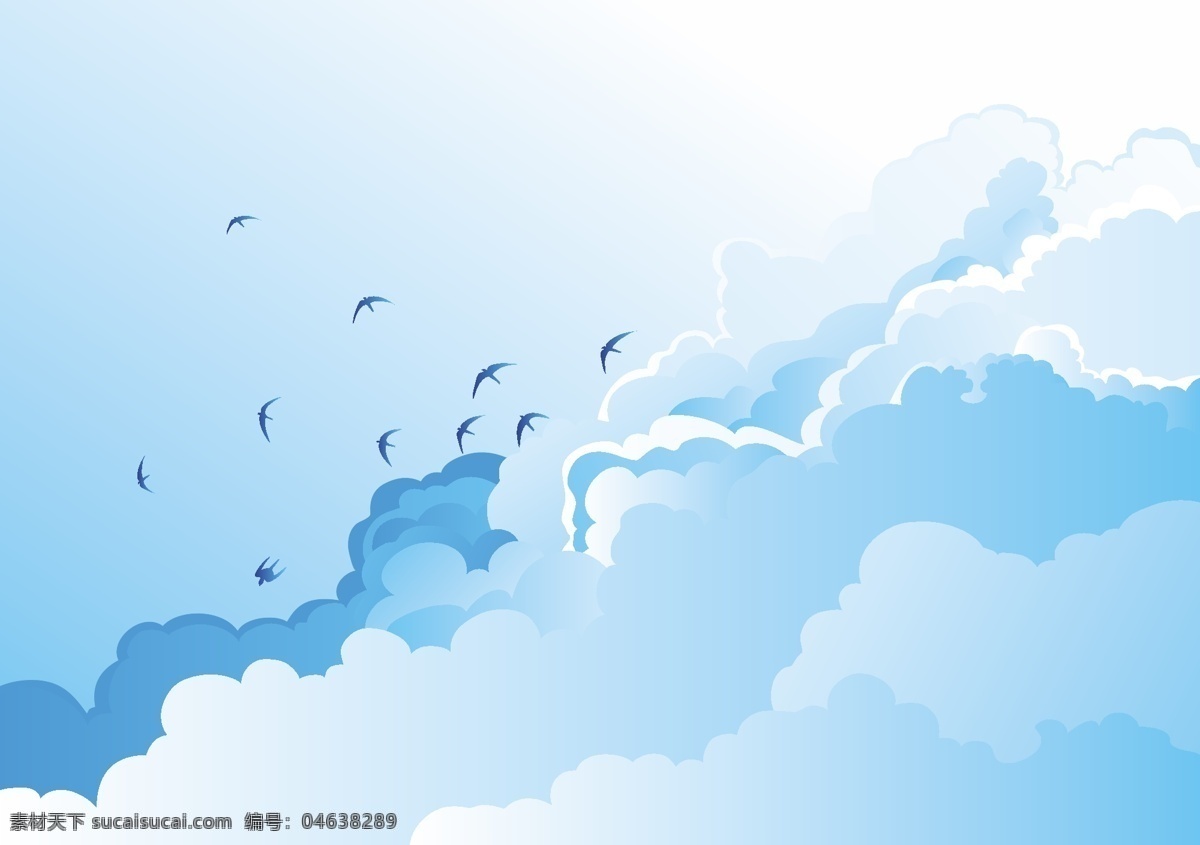 蓝色的天空 云 天空 蓝色 矢量 其他矢量 矢量素材 矢量图库