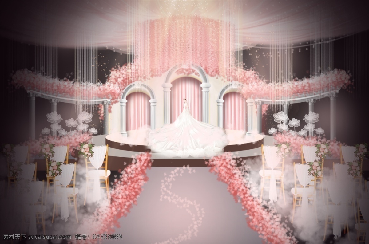 粉色 欧式 浪漫婚礼 舞台 整体 效果图 粉色婚礼 欧式婚礼 婚礼效果图 婚礼设计 婚礼吊顶 罗马柱 婚礼 梦幻婚礼