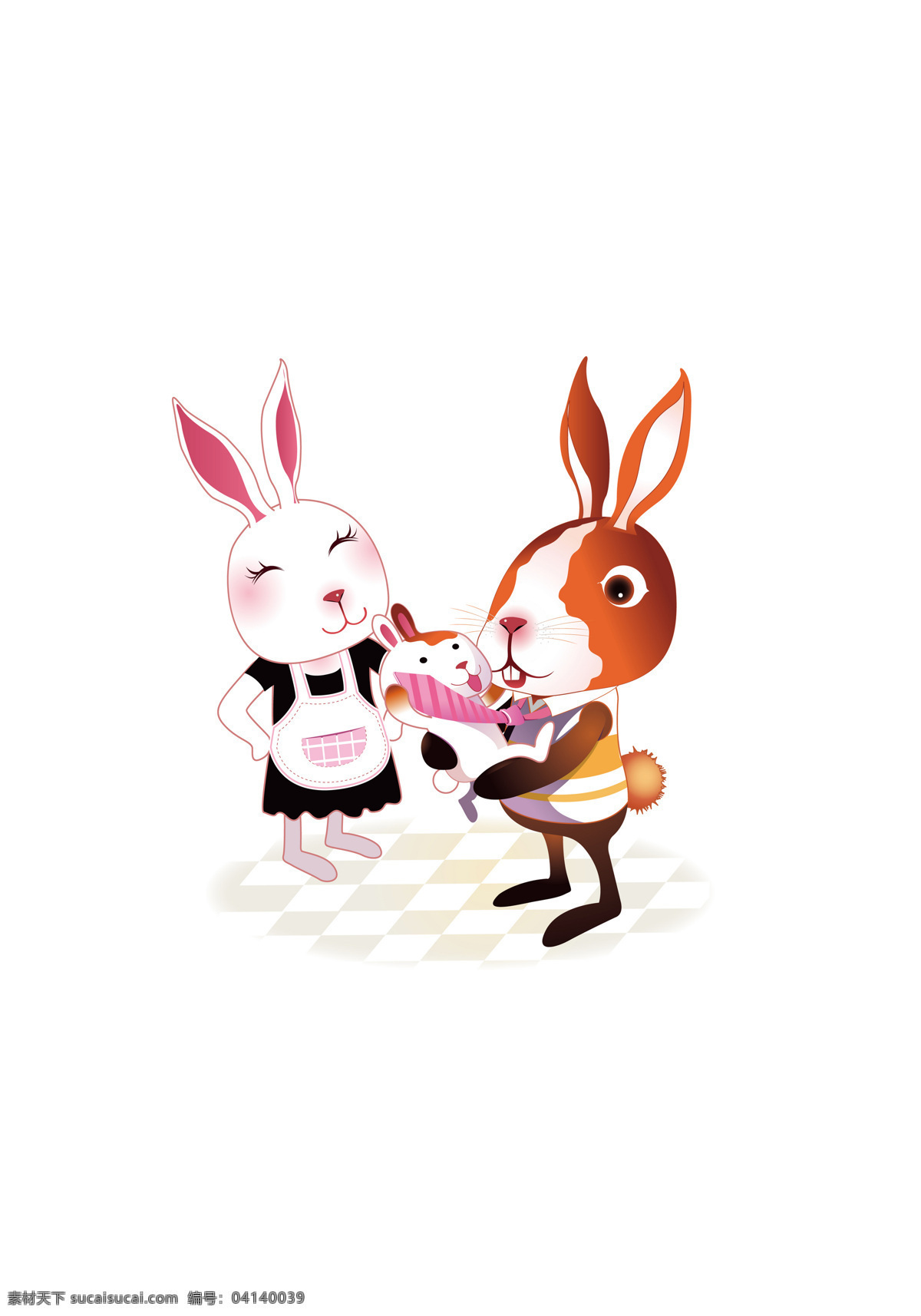 宝宝 插画 动漫动画 家庭 卡通 卡通兔 可爱 漫画 兔 设计素材 模板下载 兔子 兔年 生肖 一家人 插画集