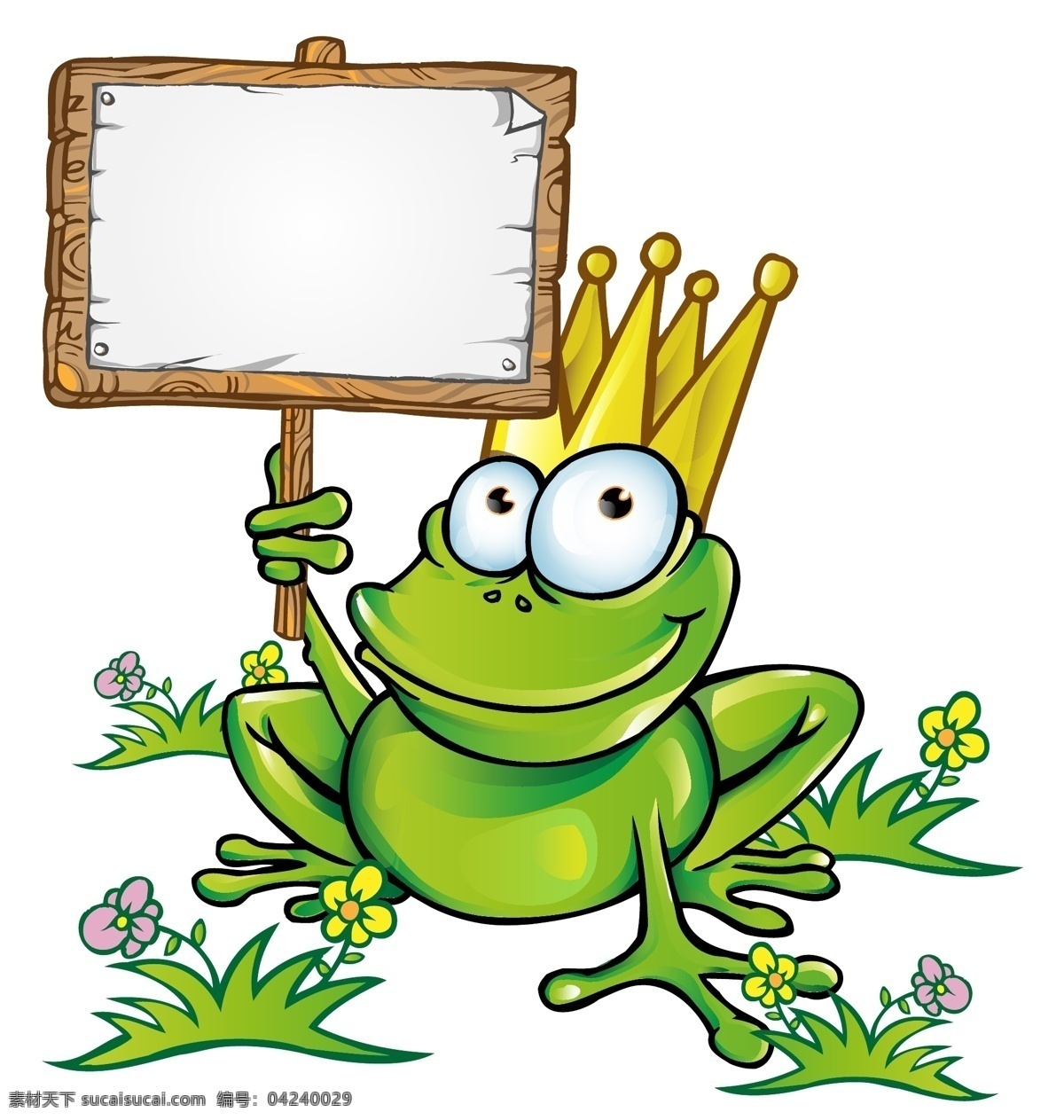 青蛙王子 卡通 王冠 皇冠 广告牌 童话世界 可爱 矢量素材 生物世界 野生动物 矢量