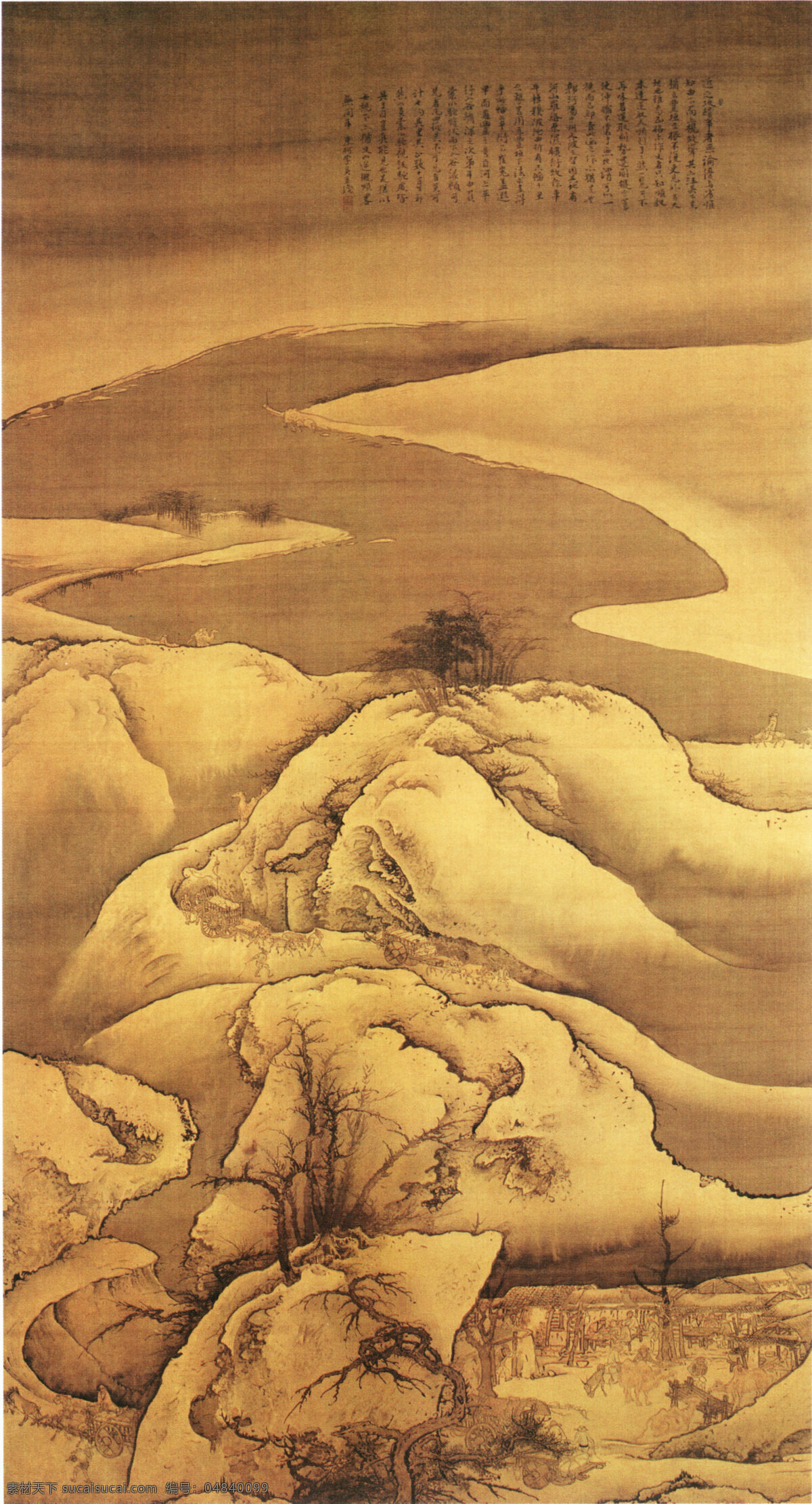 河流免费下载 古代 国画 河流 假山 林间 林木 名画 山水 树林 峡谷 幽谷 中国画 家居装饰素材 山水风景画