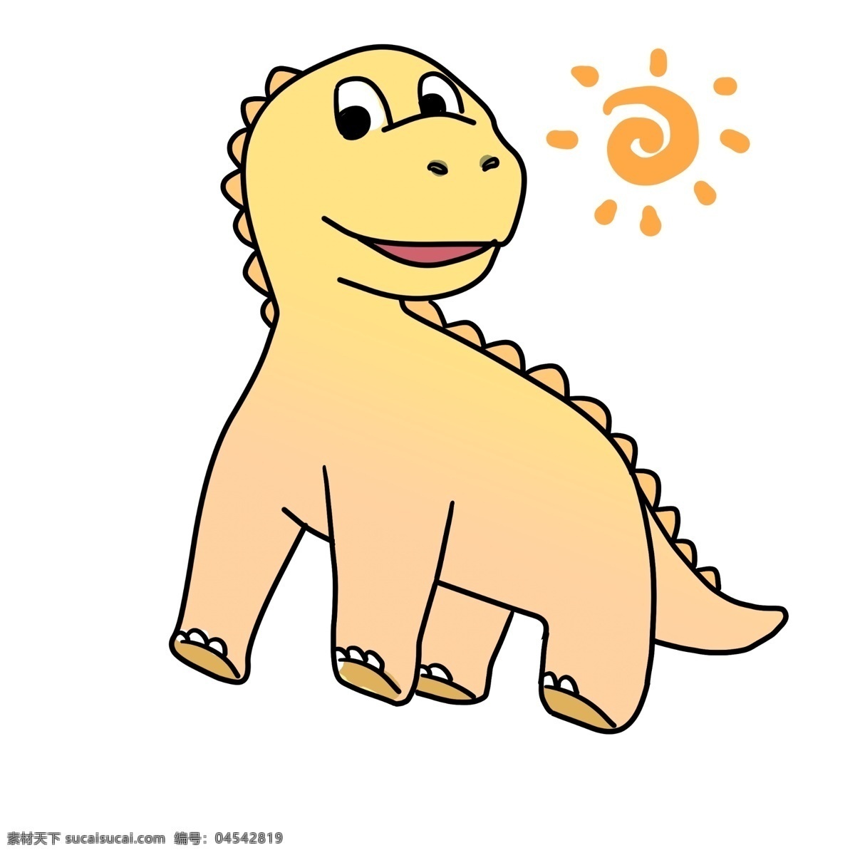 开心 小 恐龙 插画 开心的恐龙 卡通插画 恐龙插画 动物插画 白垩纪恐龙 恐龙玩具 圆圆的太阳