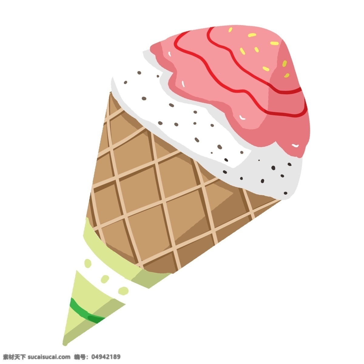 粉色卡通甜筒 甜筒 粉色 冰淇淋