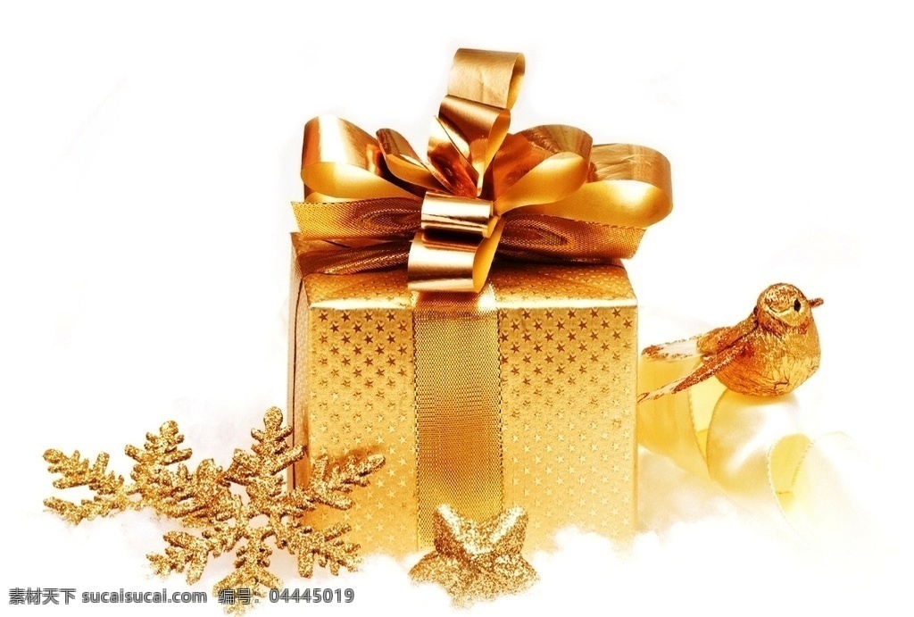 金色礼物盒 金色 礼物盒 圣诞礼物 节庆 圣诞素材 金色丝带 金色雪花片 金色小鸟 生活百科 生活素材