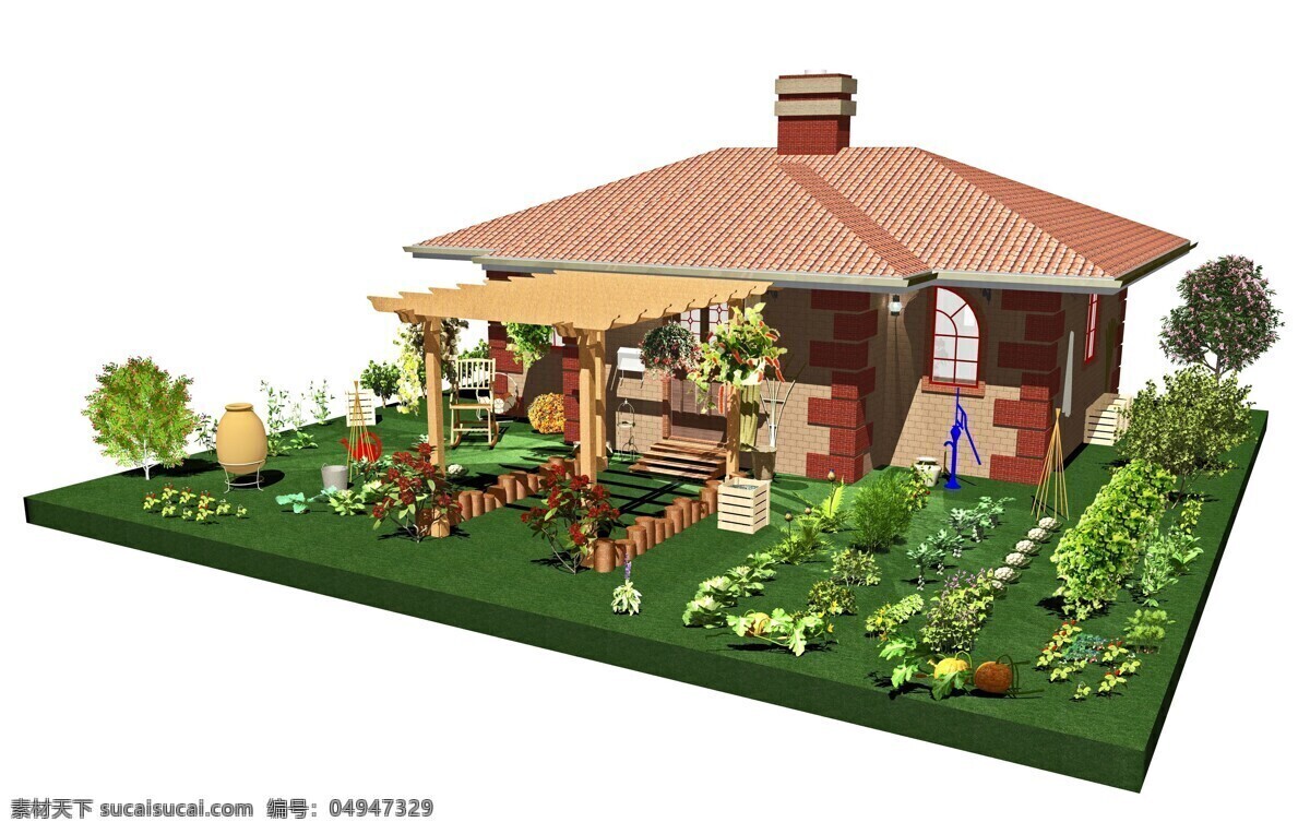3d 花房 模型 3d渲染房子 房子模型 建筑设计 花卉 环境家居