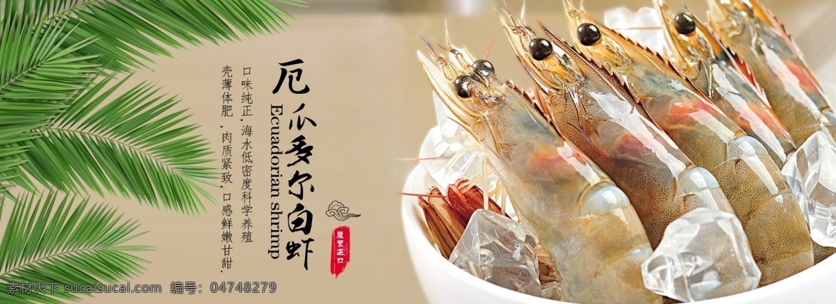 厄瓜多尔 白 虾 大虾 淘宝海报设计 厄瓜多尔白虾 矢量 促销海报