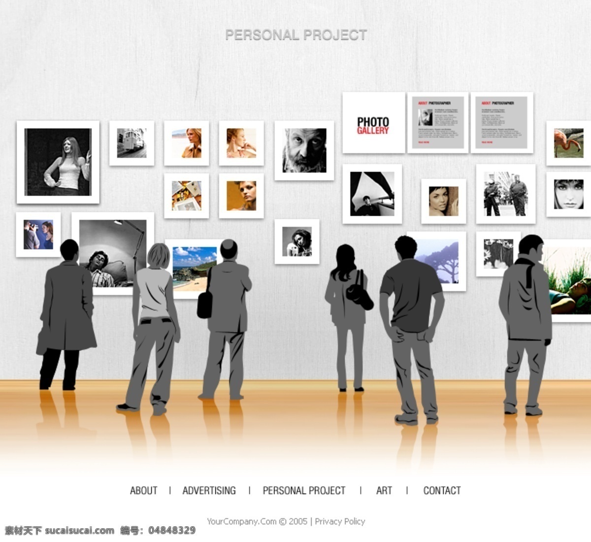 网页模板 创意 人物 观看 画展 特色 个性 国外 整 站 源文件 欧美模板