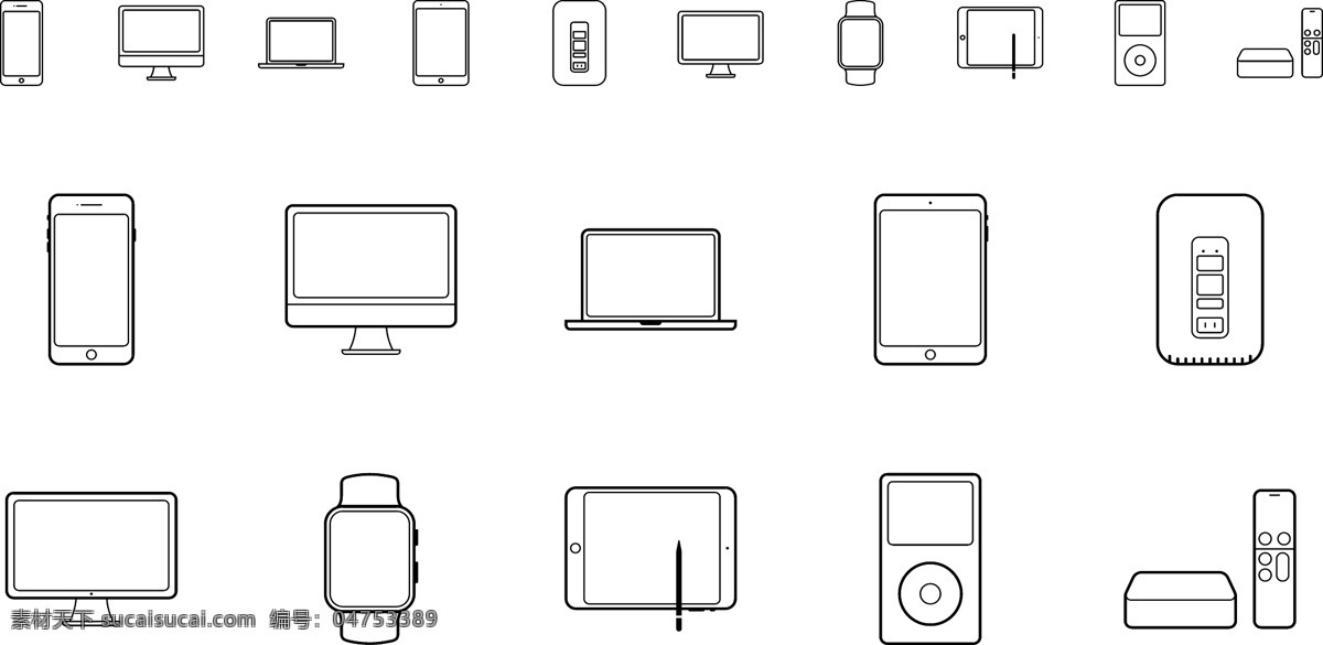 免费 矢量 格式 苹果 设备 手机 平板 电脑 手表 矢量图标 图标 卡通图标 ui图标 文件图标