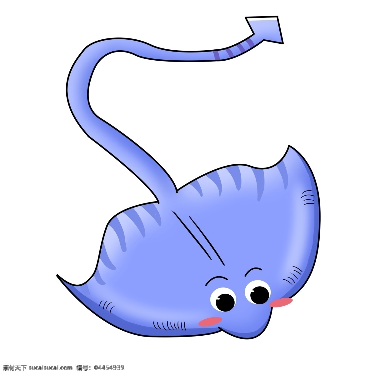 紫色卡通鳐鱼 笑脸 软骨鱼 海洋生物