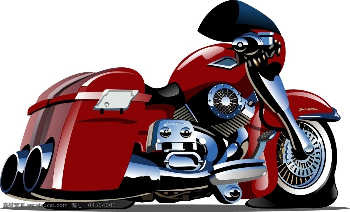红色 老式 摩托车 插图 老式摩托车 插图设计